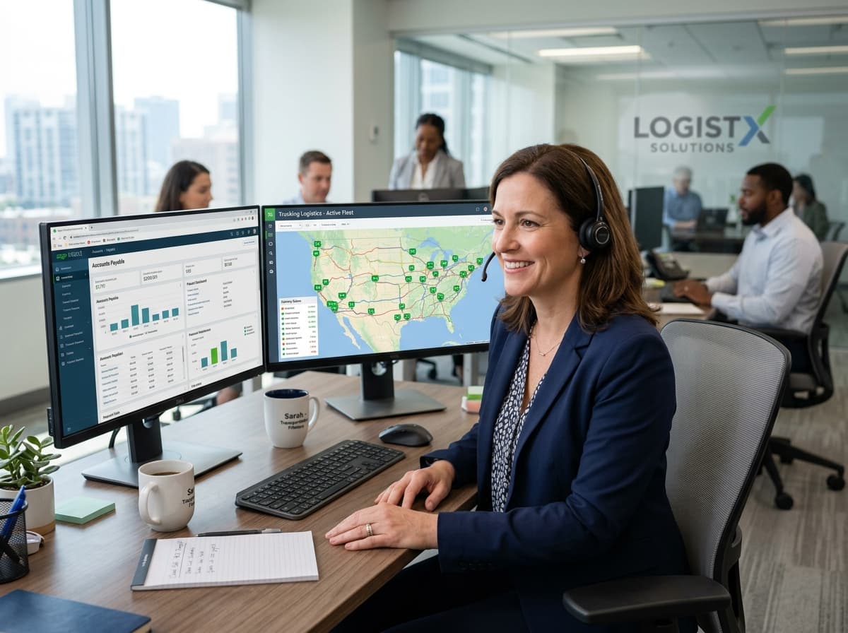 U.S. based financial specialist discussing trucking books and route reconciliations